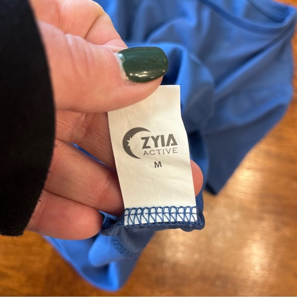 Blue women’s zyia twist front crop top t shirt reversible size medium - Picture 7 of 10